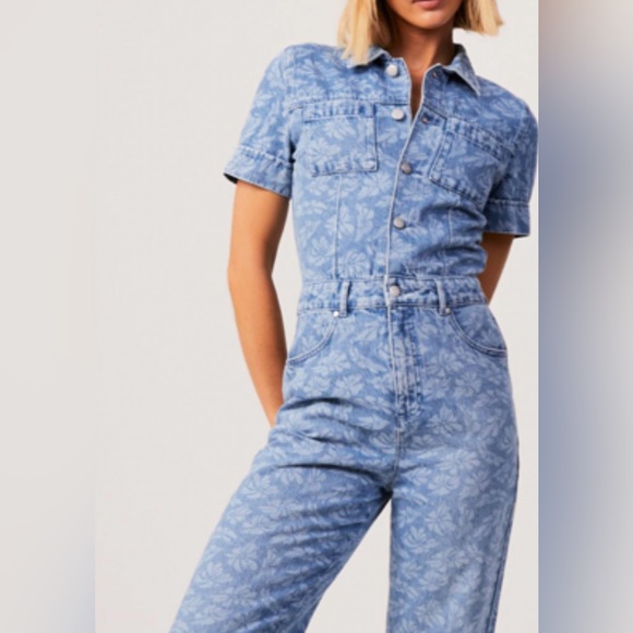 AFENDS Zuri New Denim Jumpsuit In Vintage Floral Pront - Picture 2 of 8